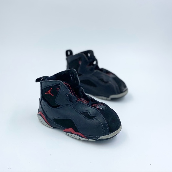 Nike 343797-002 Jordan Vii Black Red Baby Toddler Basketball Shoes Size 7c - Picture 1 of 6